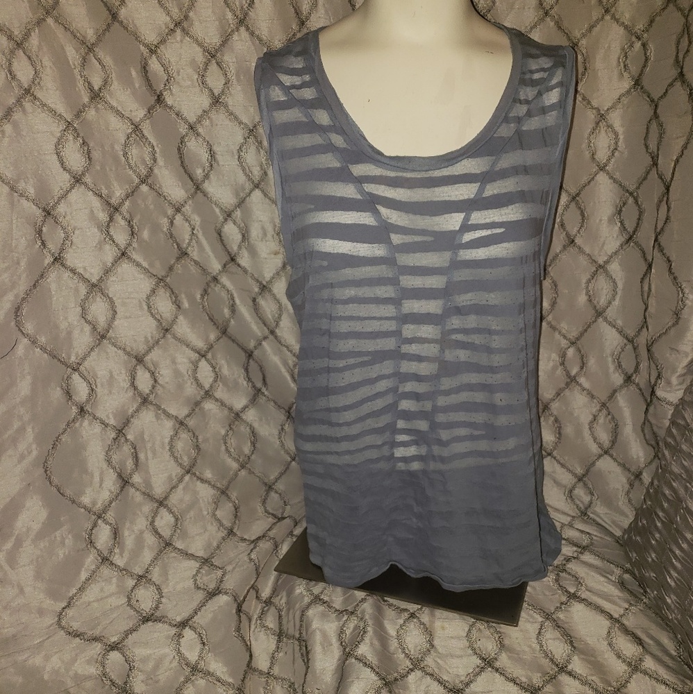 One Star Blue Animal Print Burnout Tank Top